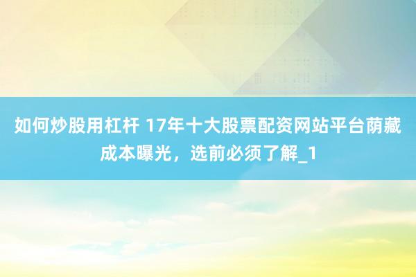 如何炒股用杠杆 17年十大股票配资网站平台荫藏成本曝光，选前必须了解_1