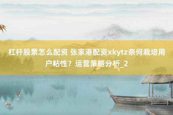 杠杆股票怎么配资 张家港配资xkytz奈何栽培用户粘性?运营策略分析_2