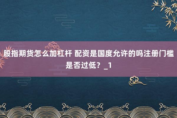 股指期货怎么加杠杆 配资是国度允许的吗注册门槛是否过低？_1